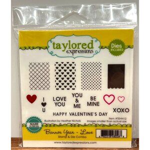 Taylored Expressions Banner Year Love Stamp & Die Combo Set Valentines TEHN12
